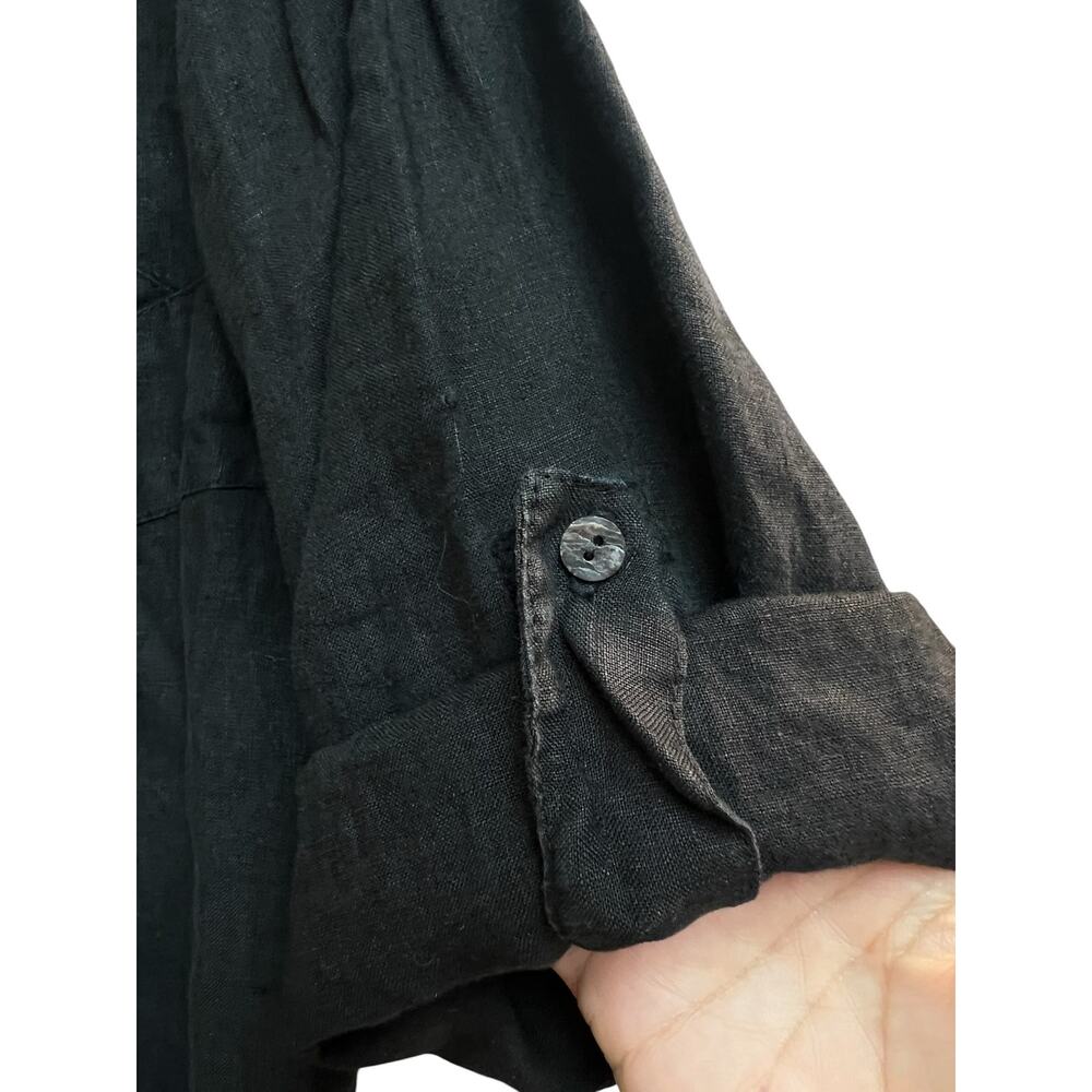 Soft Surroundings Black Washed Linen Button Up Shirt Pleated Medium - Picture 8 of 10